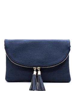Women's Envelop Clutch Crossbody Bag With Tassels Accent WU075 NAVY